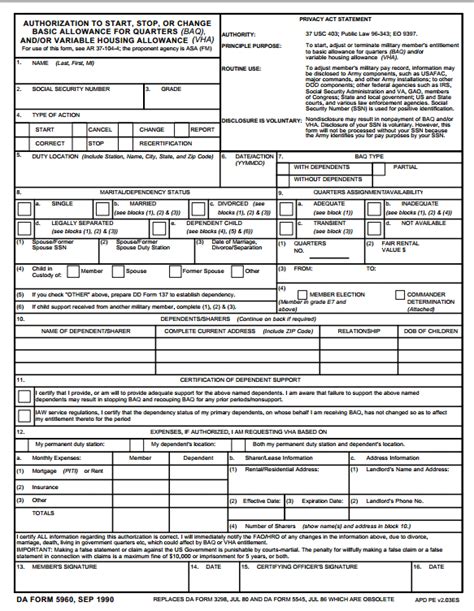 us army form 5960.